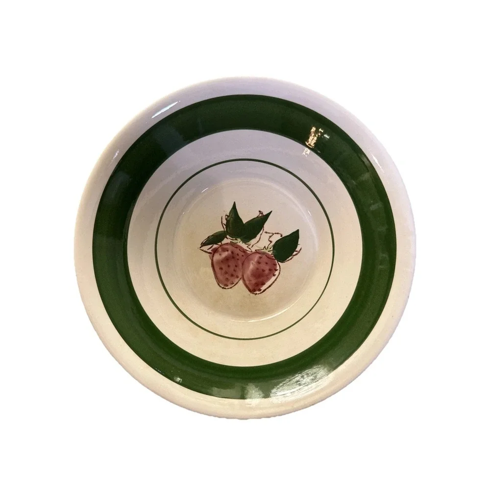 Vintage  70s Strawberry & Green Ceramic B & E Sales Company -‎ Made in Korea